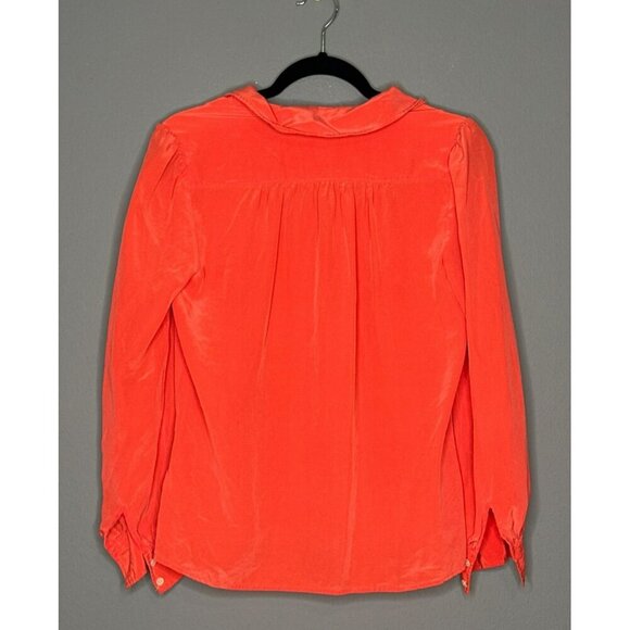 J CREW Women’s 4 Coral LUCINDA Silk Long Sleeve Button Up Top Blouse - Picture 2 of 12